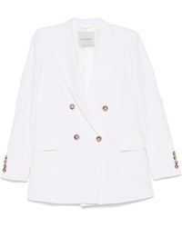 ERMANNO FIRENZE - Linen And Cotton Embroidered Blazer Jacket - Lyst