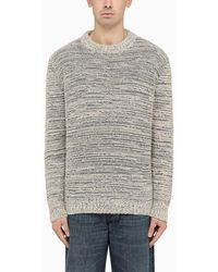 Alanui - Blue And White Cotton Blend Crew Neck Sweater - Lyst
