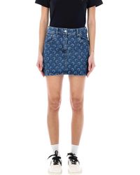 Marine Serre - Moon Print Denim Mini Skirt - Lyst