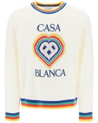 Casablanca - Rainbow Heart Virgin Wool Sweater - Lyst