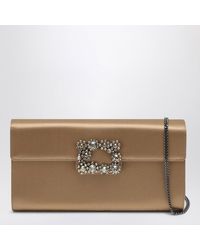 Roger Vivier - Mini Satin Efflorescence Clutch Handbag With Jewelled Buckle - Lyst