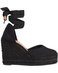 Castañer - Black Carina Espadrille Sandals With Wedge Heel In Cotton Woman - Lyst