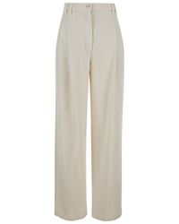 Brunello Cucinelli - High-Waisted Straight Leg Trousers - Lyst