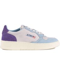 Autry - Medalist Low Tricolor Suede Sneakers Patridge And Mauve Color - Lyst
