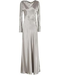 Alberta Ferretti - Long Satin Dress With Bias-Cut Fabric - Lyst