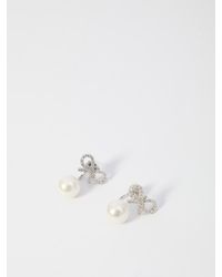 Self-Portrait - Crystal Bow Pearl Earrings - Lyst