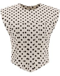 Ganni - Top With Polka Dot Pattern - Lyst
