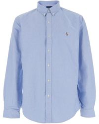 Polo Ralph Lauren - 'Slim Fit Oxford' Light Shirt With Button-Down Collar And Front Embroidery - Lyst