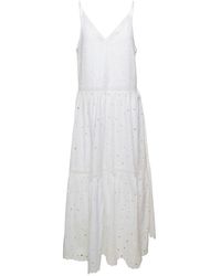 IVY & OAK - 'michaela' Long White Dress With Flounced Skirt In Sangallo Lace Woman - Lyst