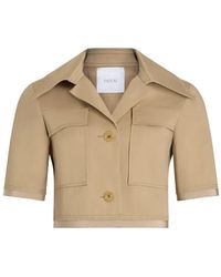 Patou - Short-Sleeved Cotton Cropped Jacket - Lyst