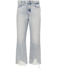 7 For All Mankind - Logan Cropped Denim Jeans - Lyst