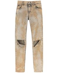 Dolce & Gabbana - Skinny Jeans In Overdyed Denim - Lyst
