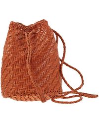 Dragon Diffusion - Pompom Double Jump - Bucket Bag With Woven Leather - Lyst