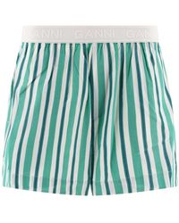Ganni - Striped Elasticated Shorts - Lyst