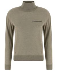 Peserico - Jewel Pocket Turtleneck Sweater - Lyst