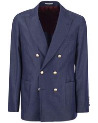Brunello Cucinelli - Single-breasted Jacket In Wool And Linen Twill - Lyst
