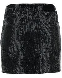 ROTATE BIRGER CHRISTENSEN - Mini-Skirt With All-Over Paillettes And Logo Patch - Lyst
