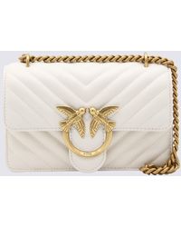 Pinko - Ivory Leather Love Mini Icon Simply Shoulder Bag - Lyst