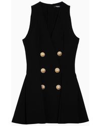 Balmain - Mini Dress With Buttons - Lyst
