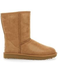 UGG - 'Classic Short' Boots With Logo Patch On The Rear And Shearling Lining - Lyst