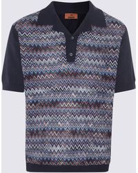 Missoni - Navy And Multicolor Cotton Polo Shirt - Lyst