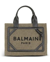 Balmain - Small B-army Shopper Bag In Cotton With Embroidered Front Logo - Lyst