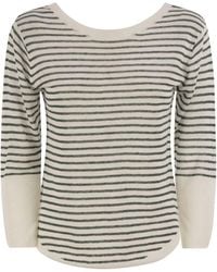 Majestic Filatures - Striped Linen Boat Neck T-Shirt - Lyst