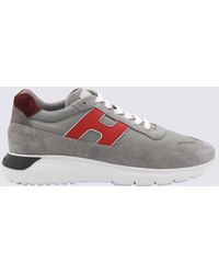 Hogan - Grey And Red Suede Interactive Sneakers - Lyst