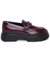 Hogan - H629 Burgundy Leather Loafers - Lyst