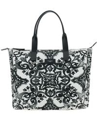 Dolce & Gabbana - Tote Bag With Top Zip Closure And All-Over Print - Lyst