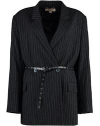 Michael Kors - Pinstripe Double Breasted Blazer - Lyst