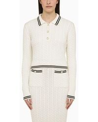 Alessandra Rich - Cable-knit Polo Shirt - Lyst