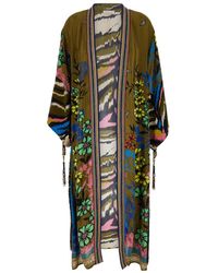 Anjuna - Green Kimono With Floral Print In Viscose Woman - Lyst