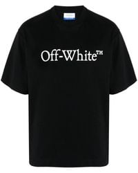 Off-White c/o Virgil Abloh - Black Cotton T-shirt With White Front Printed Logo. - Lyst