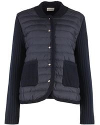 Moncler - Cardigan With Padded Front Panel - Lyst