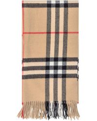 Burberry - Wool Check Scarf With Fringes - Lyst