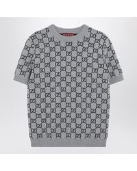 Gucci - Grey/black Sweater With Gg Pattern - Lyst