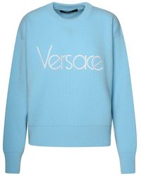 Versace - Light Blue Virgin Wool Sweater - Lyst