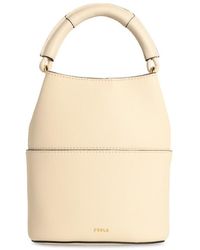 Furla - Cream Leather 'Sfera' Mini Bucket Bag - Lyst