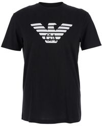 Emporio Armani - Crewneck T-Shirt With Logo Embroidery On The Front - Lyst