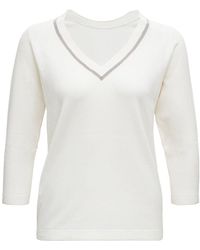 Fabiana Filippi White Wool And Silk Sweater With Bright Detail