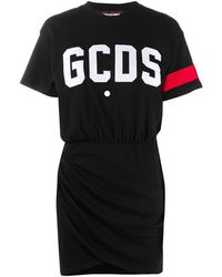 Gcds Ruched Logo T-shirt Dress - Black