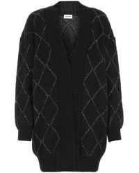 Saint Laurent - Embroidered Oversize Cardigan Sweater - Lyst
