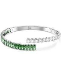 Swarovski - Rhodium Plated Mixed Mixed Bangle, Size Large - Lyst