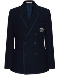 Valentino - Vlogo Wool Double-breasted Jacket - Lyst