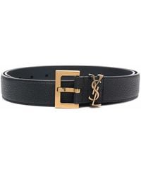Saint Laurent - Grained Leather Belt With-Tone Hardware - Lyst
