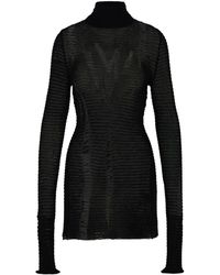 MM6 by Maison Martin Margiela - Black Wool Blend Turtleneck Sweater - Lyst