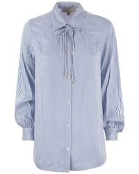 Michael Kors - Striped Viscose Shirt With Front Fastening - Lyst