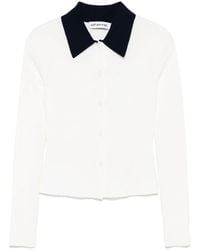 Self-Portrait - Cream Merino Wool Cardigan - Lyst