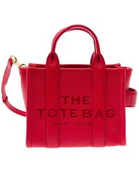 Marc Jacobs - 'the Micro Tote Bag' Red Shoulder Bag With Logo In Grainy Leather Woman - Lyst